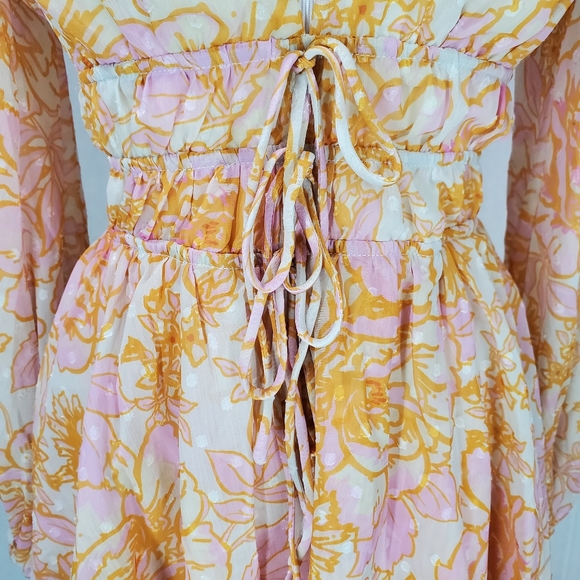 Sundae Muse Evelina Floral Ruffle Romantic Fairy Corset Feminine Blouson Sleeve - Picture 11 of 16